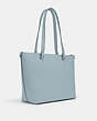 COACH®,GALLERY TOTE BAG,Leather,Large,Silver/Powder Blue,Angle View