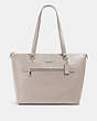 COACH®,GALLERY TOTE BAG,Leather,Large,Silver/Grey Birch,Front View