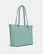 COACH®,GALLERY TOTE BAG,Leather,Large,Light Teal/Silver,Angle View