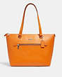 COACH®,GALLERY TOTE,Leather,Large,Silver/Bright Mandarin,Front View