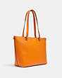 COACH®,GALLERY TOTE,Leather,Large,Silver/Bright Mandarin,Angle View