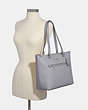 COACH®,GALLERY TOTE BAG,Leather,Large,Silver/Granite,Alternate View