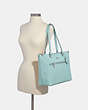 COACH®,GALLERY TOTE,Leather,Large,Silver/Seafoam,Alternate View