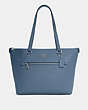 COACH®,GALLERY TOTE BAG,Leather,Large,Silver/Indigo,Front View