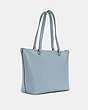 COACH®,GALLERY TOTE BAG,Leather,Large,Silver/Ice Blue,Angle View