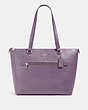 COACH®,GALLERY TOTE BAG,Leather,Large,Silver/Dusty Lavender,Front View