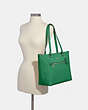 COACH®,GALLERY TOTE BAG,Leather,Large,Silver/Shamrock,Alternate View