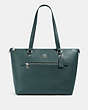COACH®,GALLERY TOTE BAG,Leather,Large,Silver/Dark Ivy,Front View