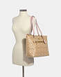 COACH®,GALLERY TOTE IN SIGNATURE CANVAS,Leather,Large,Gold/Light Khaki Blossom,Alternate View