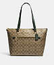 COACH®,GALLERY TOTE IN SIGNATURE CANVAS,Leather,Large,Gold/Khaki/Amazon Green,Front View
