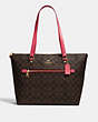 COACH®,GALLERY TOTE BAG IN SIGNATURE CANVAS,Leather,Large,Im/Brown/Watermelon,Front View