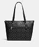 COACH®,GALLERY TOTE IN SIGNATURE CANVAS,Leather,Large,Silver/Graphite/Black,Front View
