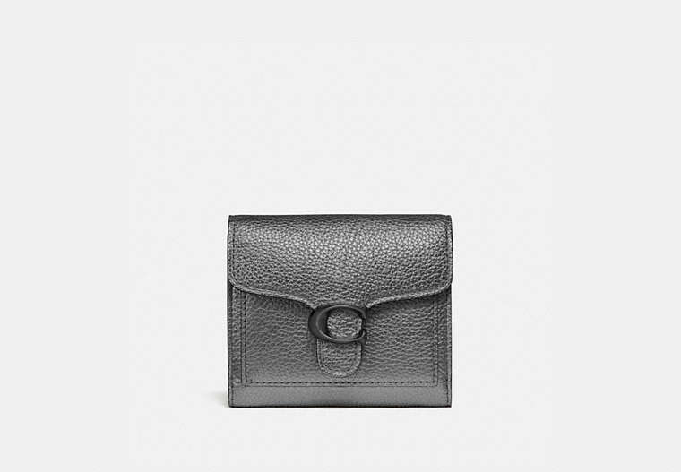 COACH®,TABBY SMALL WALLET,Pebble Leather,Gunmetal/Metallic Graphite,Front View