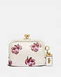 COACH®,KISSLOCK COIN CASE WITH FLORAL PRINT,Smooth Leather,Mini,Brass/Chalk Floral Print,Front View