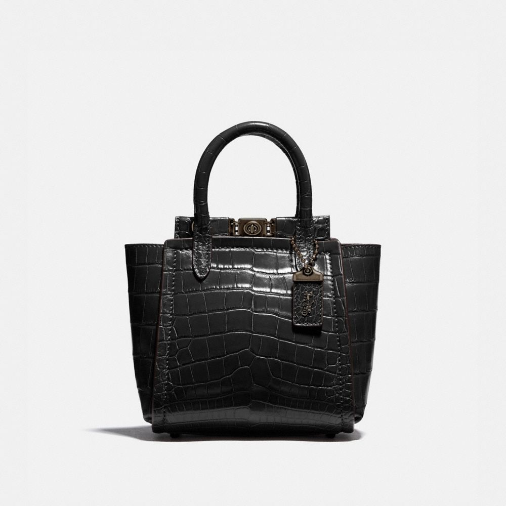 COACH®,CABAS TROUPE 16 EN PEAU D’ALLIGATOR,Exotique,Étain/Gris chiné,Front View