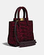 COACH®,TROUPE TOTE 16 IN SNAKESKIN,Leather,Small,Brass/Deep Red,Angle View