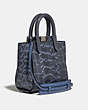 COACH®,TROUPE TOTE 16 IN SNAKESKIN,Leather,Small,Pewter/Stone Blue,Angle View