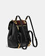 COACH®,PARKER CONVERTIBLE BACKPACK 16 WITH SNAKESKIN DETAIL,Smooth Leather/Exotic,Small,Brass/Black,Angle View