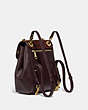 COACH®,PARKER CONVERTIBLE BACKPACK 16 WITH SNAKESKIN DETAIL,Smooth Leather/Exotic,Small,Brass/Deep Red,Angle View