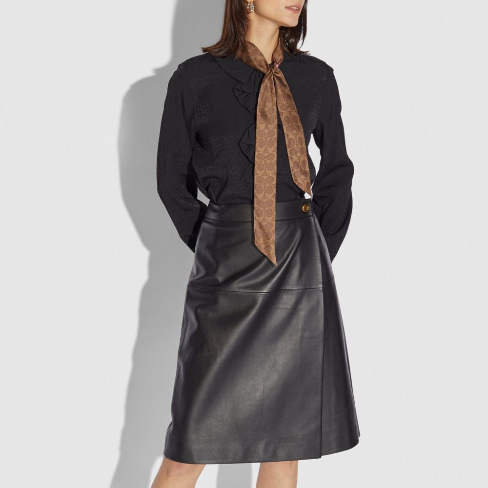 COACH®,Signature And Floral Print Silk Skinny Scarf,,Angle View