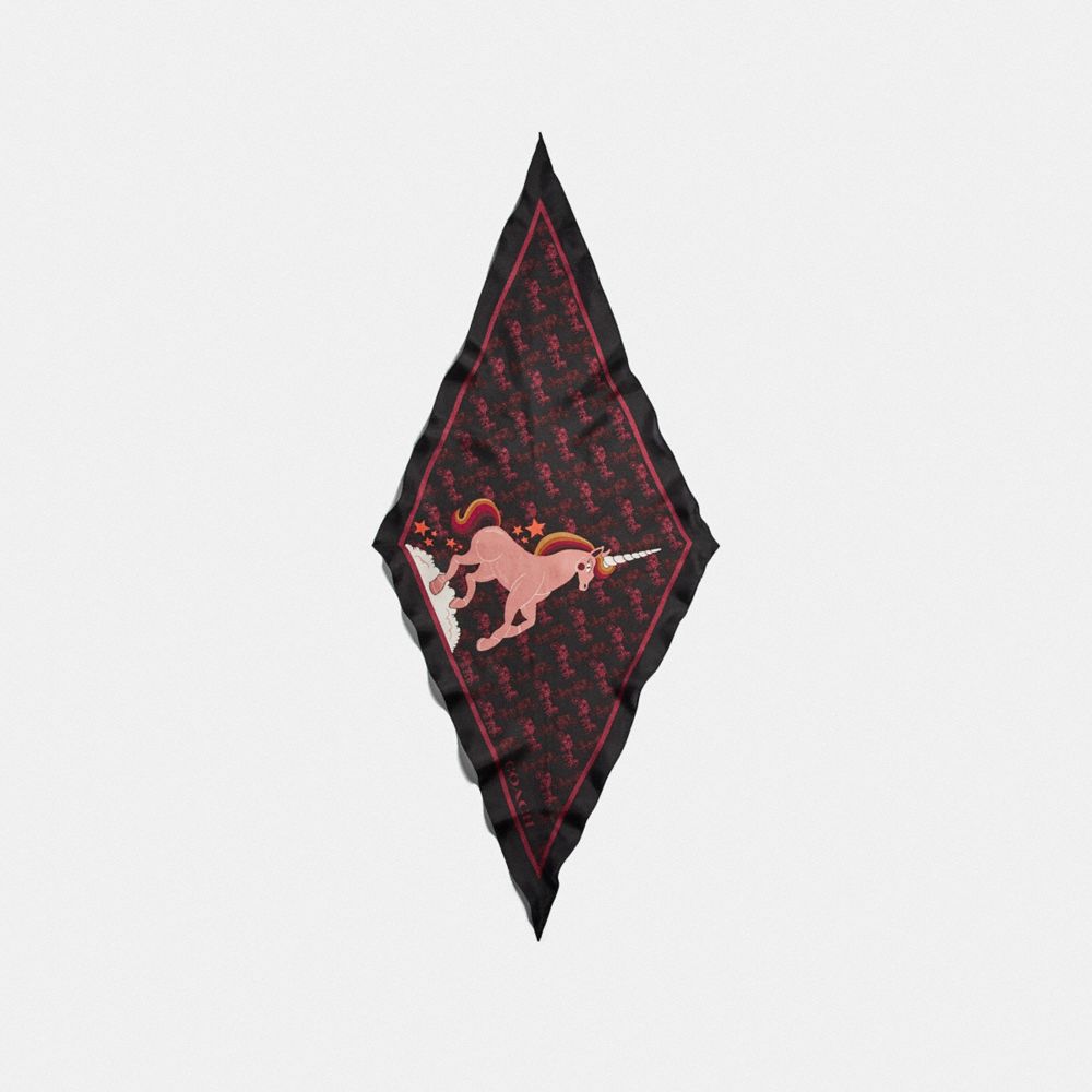 Horse And Carriage Unicorn Print Silk Diamond Scarf