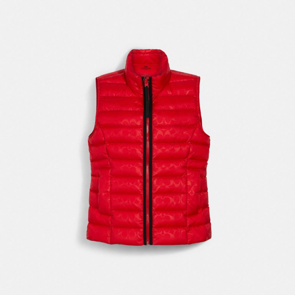 signature embossed short down vest