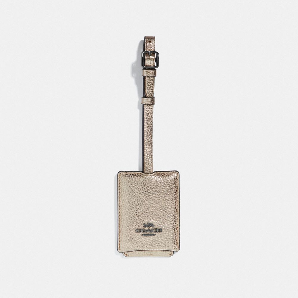 COACH®,LUGGAGE TAG,Gunmetal/Platinum,Front View