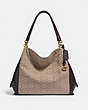 COACH®,DALTON BAG 31 IN SIGNATURE JACQUARD,Smooth Leather/Jacquard,Large,GD/Stone Oak,Front View