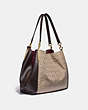 COACH®,DALTON BAG 31 IN SIGNATURE JACQUARD,Smooth Leather/Jacquard,Large,GD/Stone Oak,Angle View
