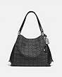 COACH®,DALTON 31 IN SIGNATURE JACQUARD,Smooth Leather/Jacquard,Large,Silver/Black,Front View