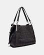 COACH®,DALTON BAG 31 IN SIGNATURE JACQUARD,Smooth Leather/Jacquard,Large,Silver/Black,Angle View