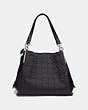 COACH®,DALTON BAG 31 IN SIGNATURE JACQUARD,Smooth Leather/Jacquard,Large,Silver/Black,Back View