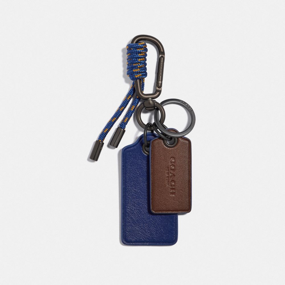 Coach Loop Key Fob Keychain Bag Charm QB Electric Blue Smooth Leather NWT