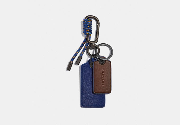 COACH®,KEY FOB,Leather,Saddle/Sport Blue,Front View