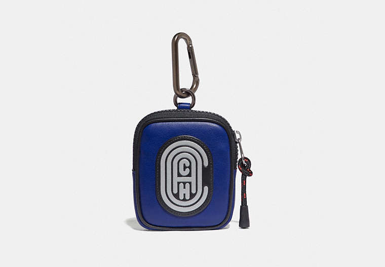 COACH®,HYBRID POUCH 8 IN COLORBLOCK WITH COACH PATCH,Leather,Mini,Sport Blue/Silver,Front View