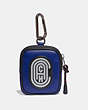 COACH®,HYBRID POUCH 8 IN COLORBLOCK WITH COACH PATCH,Leather,Mini,Sport Blue/Silver,Front View
