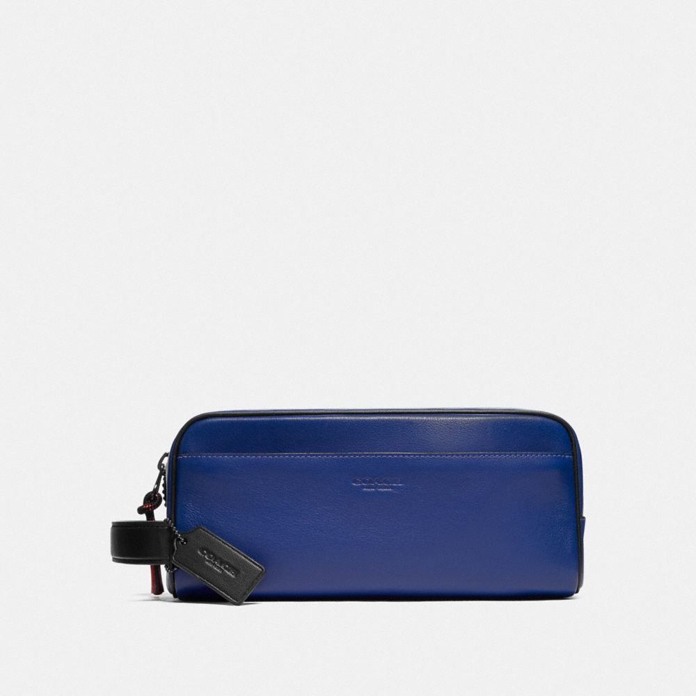 COACH®,TRAVEL KIT,Leather,Medium,Sport Blue/Silver,Front View image number 0