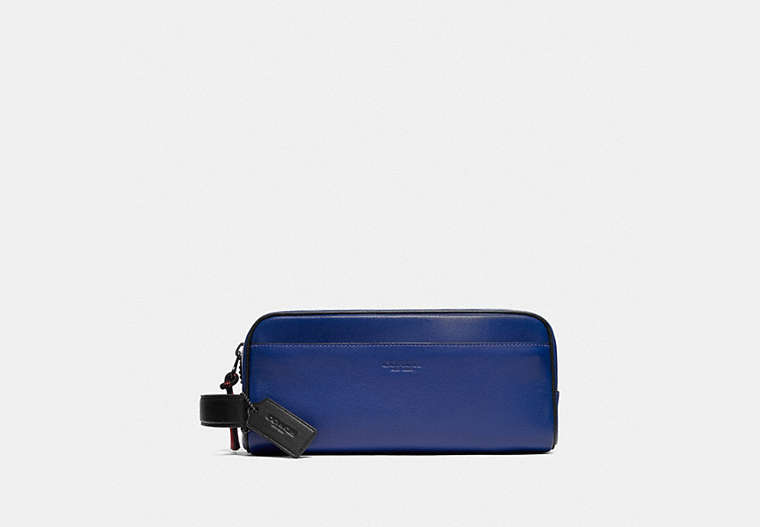 COACH®,TRAVEL KIT,Leather,Medium,Sport Blue/Silver,Front View image number 0