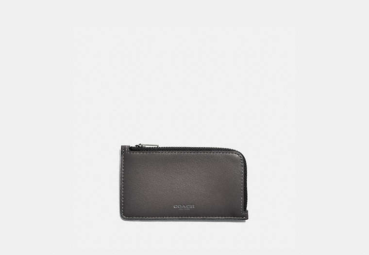 COACH®,L-ZIP CARD CASE,GREY/SILVER,Front View