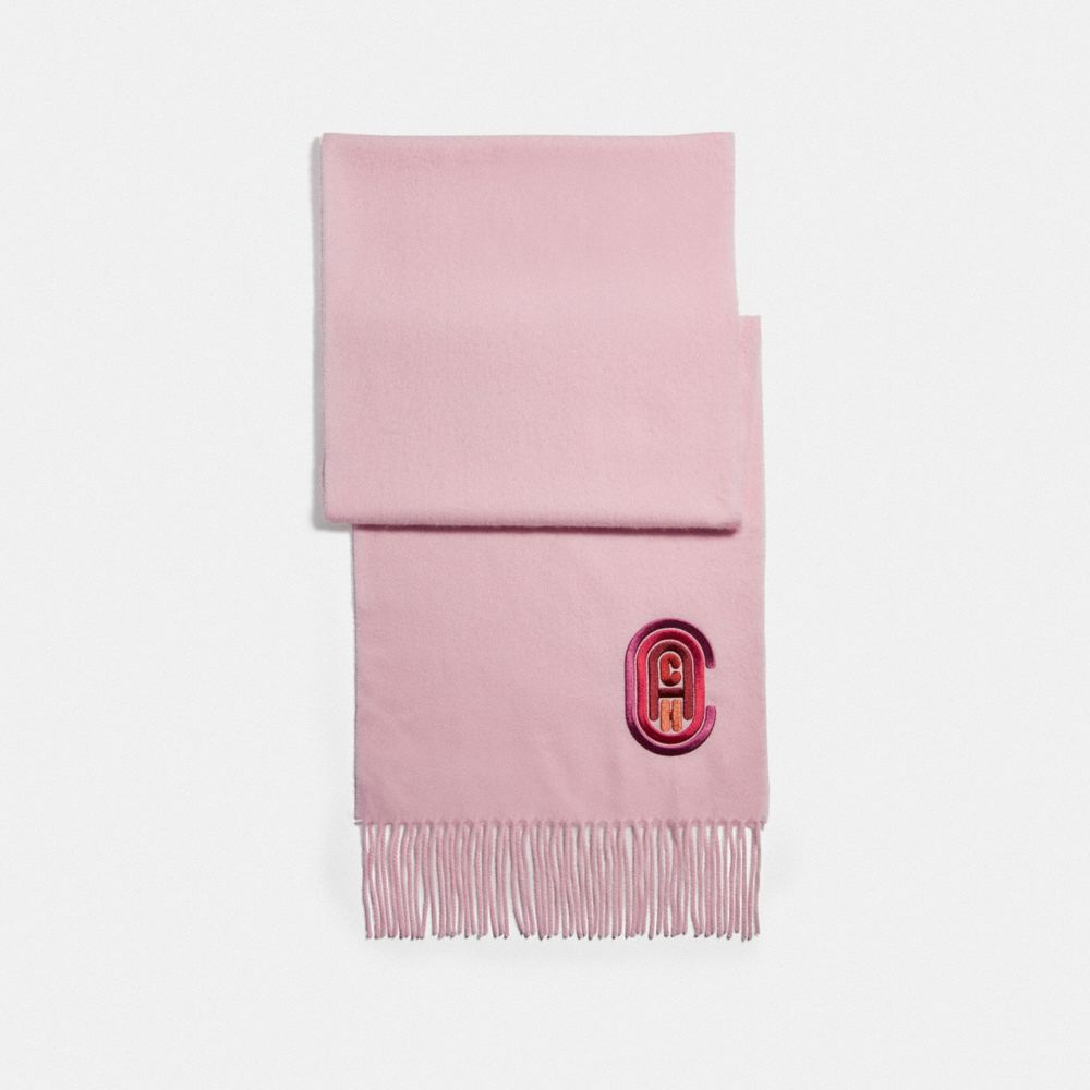 COACH®,SIGNATURE EMBROIDERED MUFFLER,wool,LIGHT PINK,Front View image number 0