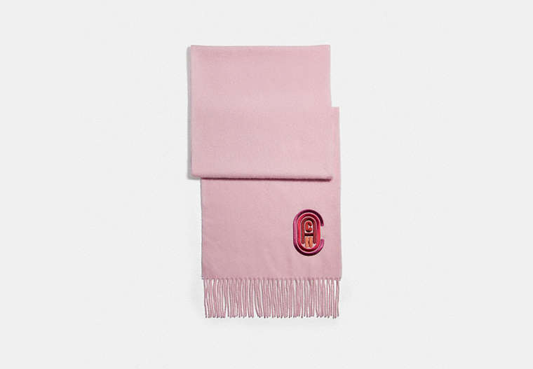 COACH®,SIGNATURE EMBROIDERED MUFFLER,wool,LIGHT PINK,Front View