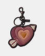 COACH®,HEART AND ARROW BAG CHARM,Smooth Leather,Black/PINK,Front View