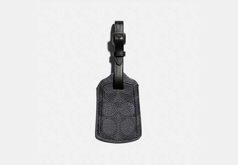 COACH®,LUGGAGE TAG IN SIGNATURE CANVAS,Signature Coated Canvas/Leather,Charcoal,Front View