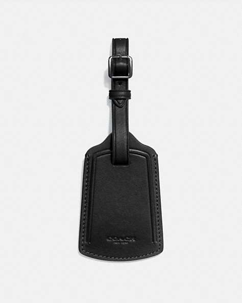 COACH®,LUGGAGE TAG,Leather,Black,Front View
