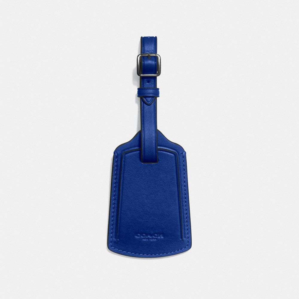 COACH®,LUGGAGE TAG,Leather,Sport Blue,Front View