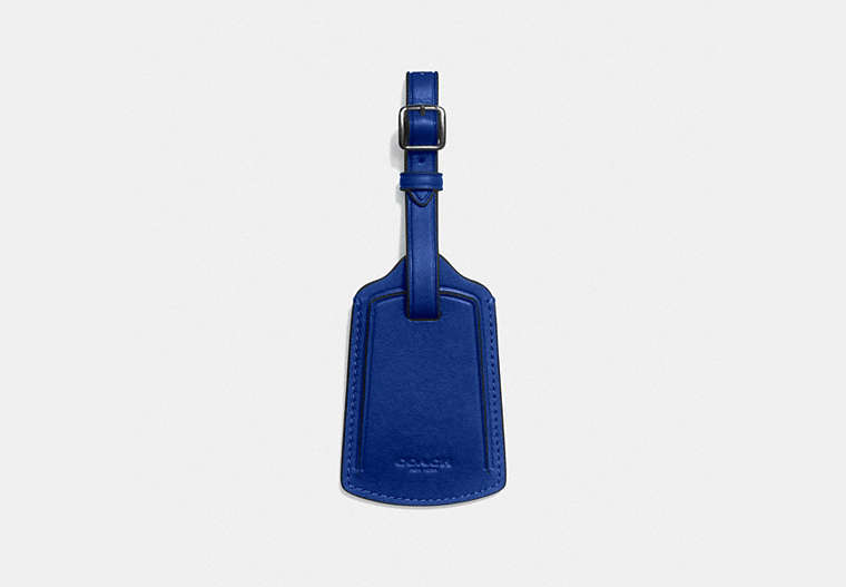 COACH®,LUGGAGE TAG,Leather,Sport Blue,Front View