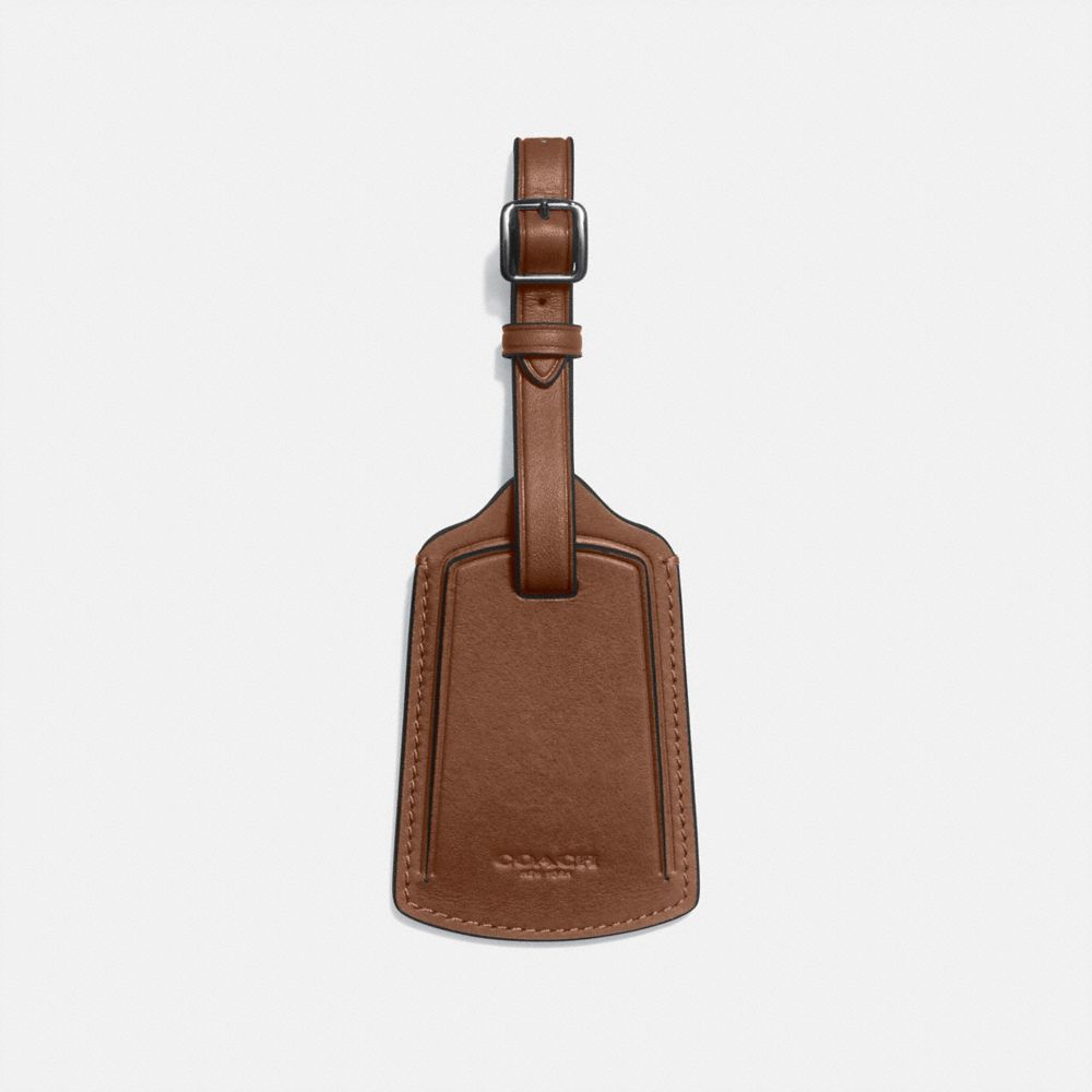 COACH®,LUGGAGE TAG,Leather,Saddle,Front View