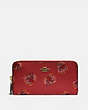 COACH®,ACCORDION ZIP WALLET WITH FLORAL PRINT,pvc,Mini,Gold/Red Apple Floral Print,Front View