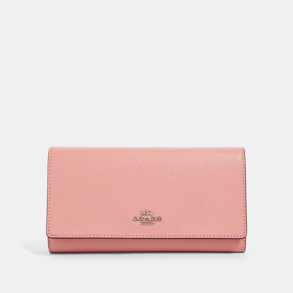 小物 Coach Trifold Wallet Pink Signature Logo NWT Coach Colorblock Small Trifold Wallet Leather ID Card