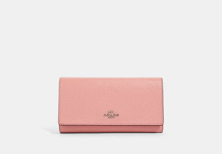 COACH®,TRIFOLD WALLET,Leather,Silver/Light Blush,Front View